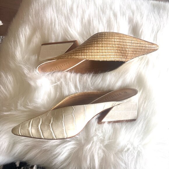 Women  Mercedes Castillo Raffia Mules white /tan sz 7 - Picture 1 of 14